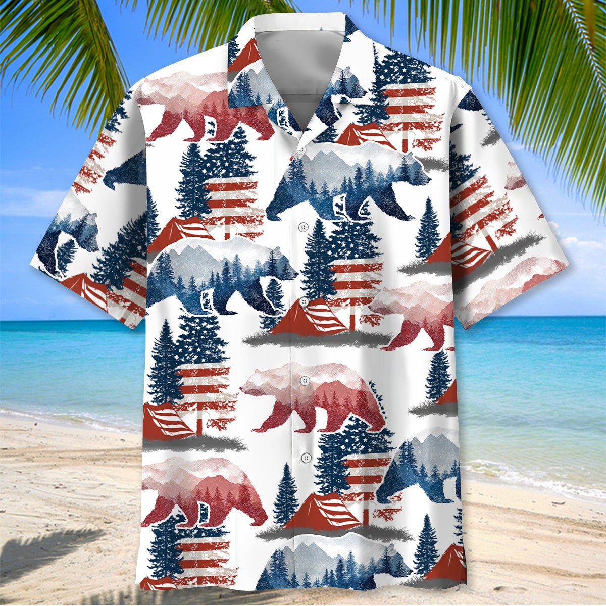 Bear Camping Usa Vintage Hawaiian Shirt