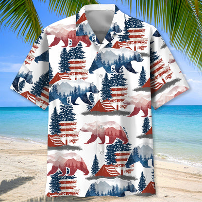 Bear Camping Usa Vintage Hawaiian Shirt