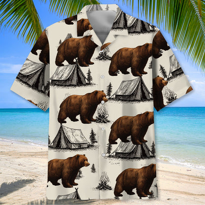 Bear Camping Vintage Hawaiian Shirt