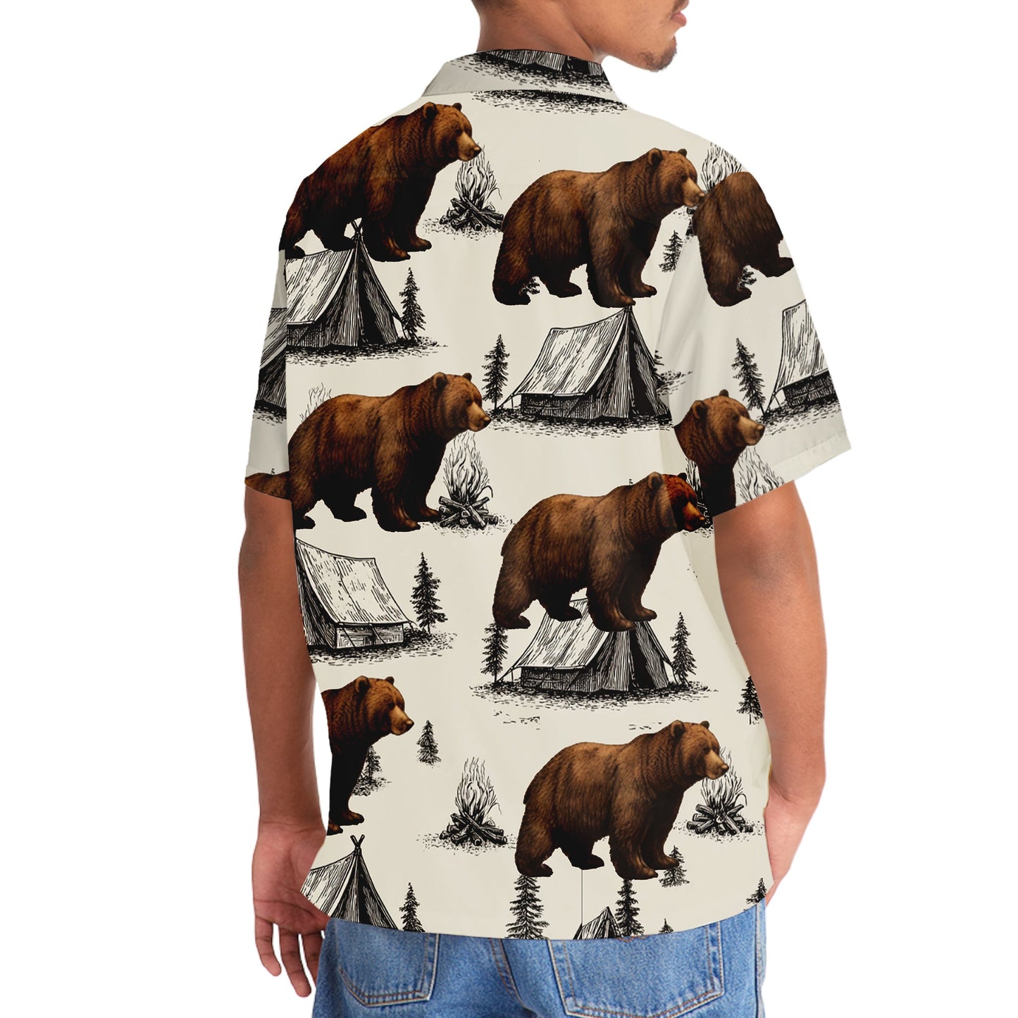 Bear Camping Vintage Hawaiian Shirt