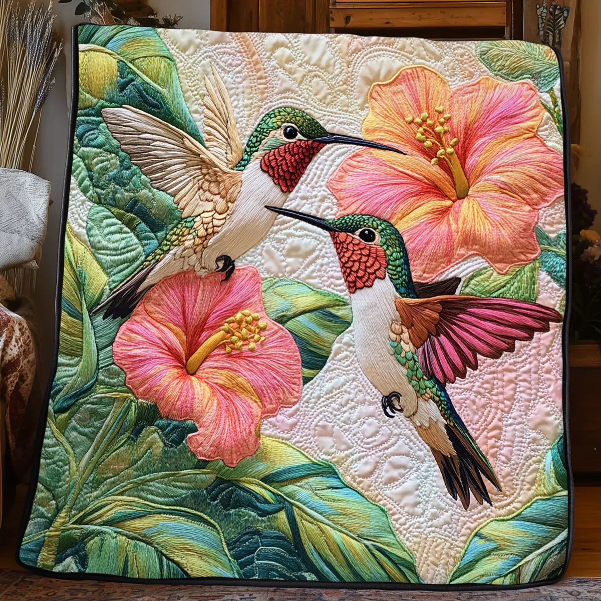 Beautiful Hummingbird Quilt Blanket