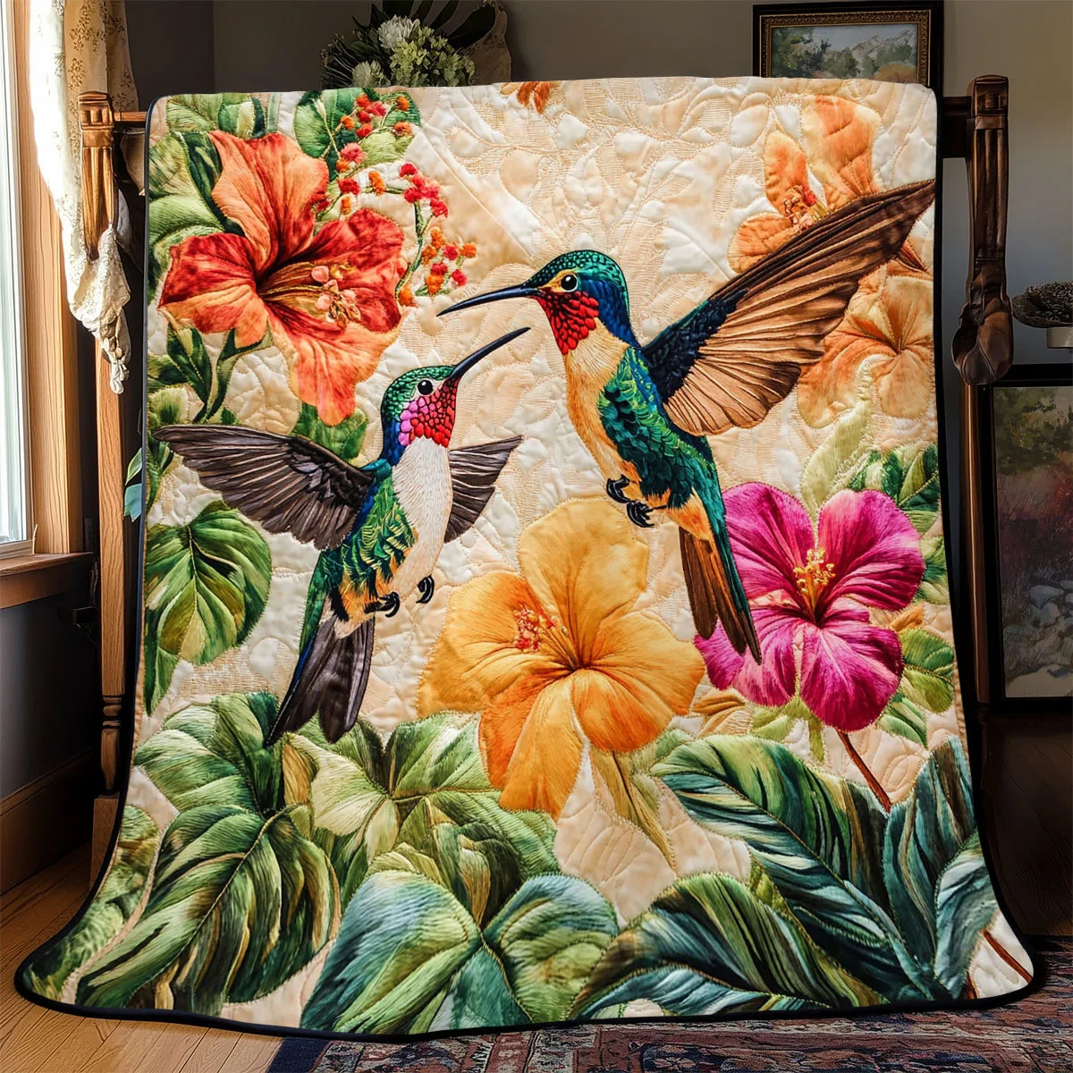 Beautiful Hummingbirds Quilt Blanket