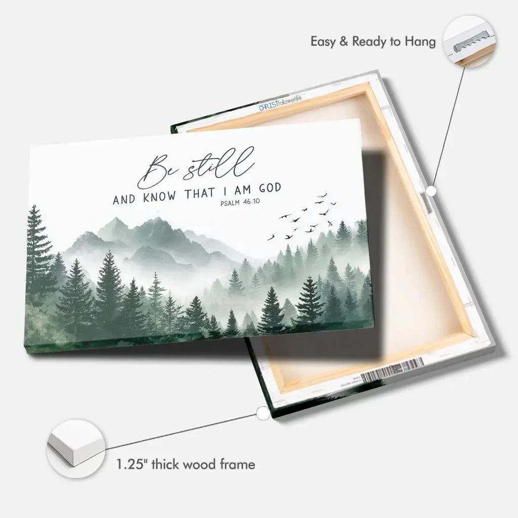 be still and know that i am god psalm 46 10 mountain christian wall art canvas (Landscape) (view 2)