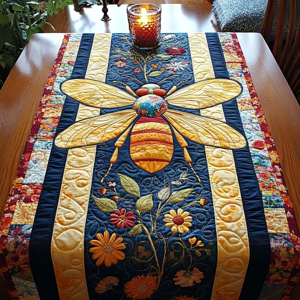 Bee Spring Quilted Table Runner