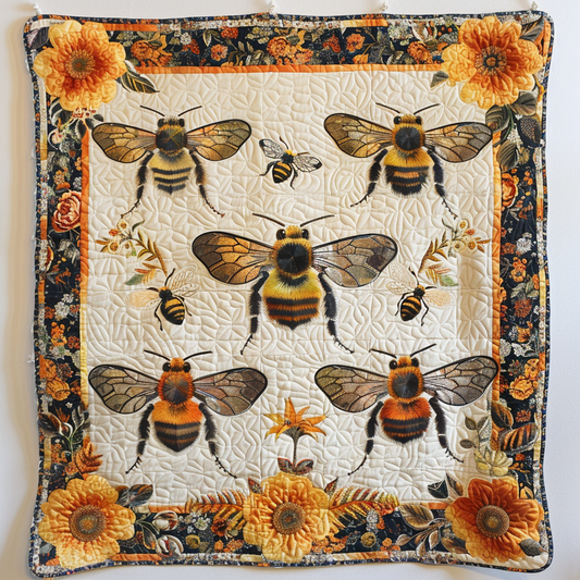 Pollinator's Paradise Bee Quilted Blanket - Throw (55" x 60")
