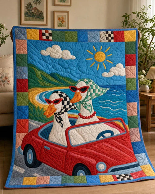 Beep Beep Duck Quilt Blanket - Quilted Blanket by OtterMia