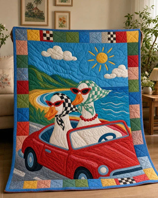 Beep Beep Duck Quilt Blanket - Quilted Blanket by OtterMia