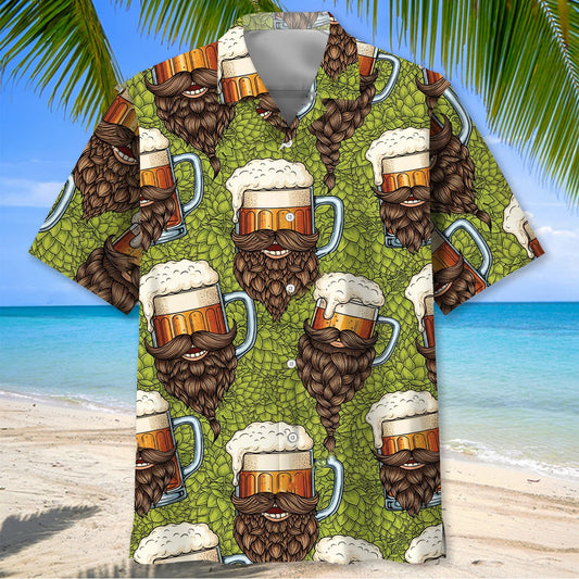 Beer Cup Has Beard Hawaiian Shirt