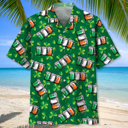 Beer Shamrock Irish St Patrick Day Hawaiian Shirt