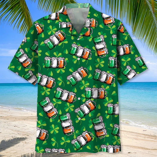 Beer Shamrock Irish St Patrick Day Hawaiian Shirt