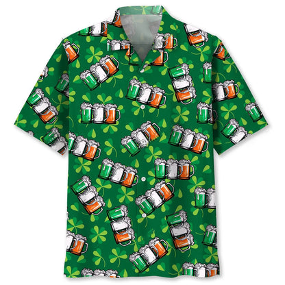 Beer Shamrock Irish St Patrick Day Hawaiian Shirt