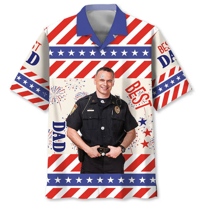 Best Dad Police Custom Photo Hawaiian Shirt