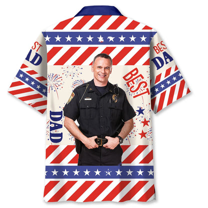 Best Dad Police Custom Photo Hawaiian Shirt