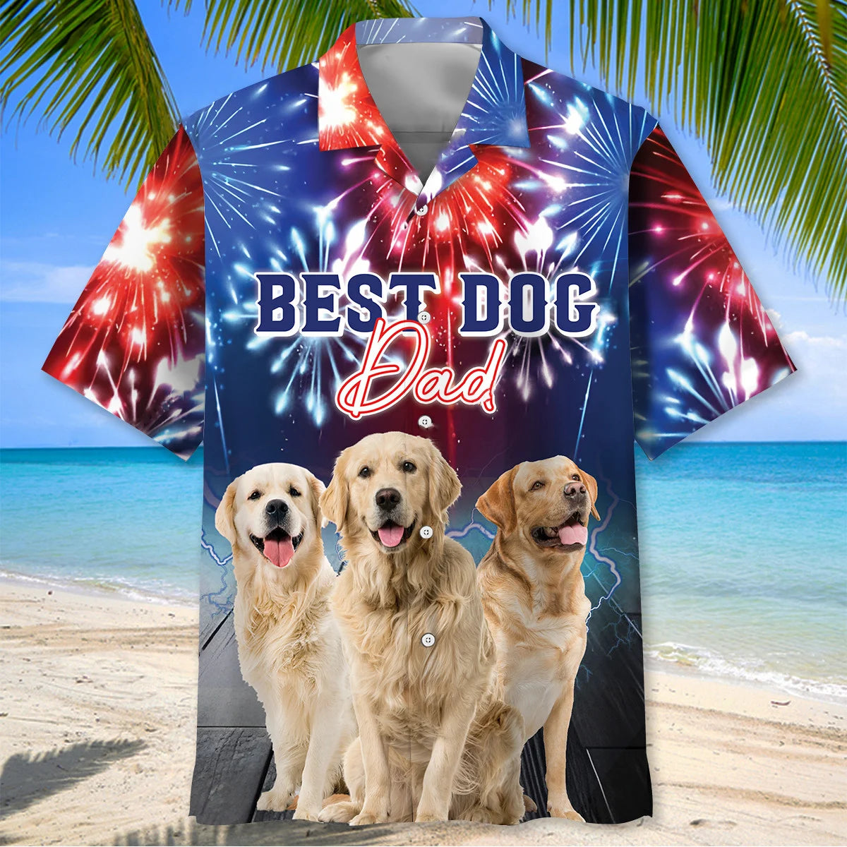 Best Dog Dad Custom Photo Hawaiian Shirt
