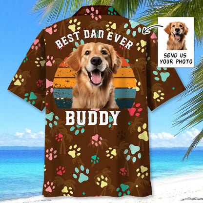 Best Dog Dad Ever Custom Photo Name Hawaiian Shirt