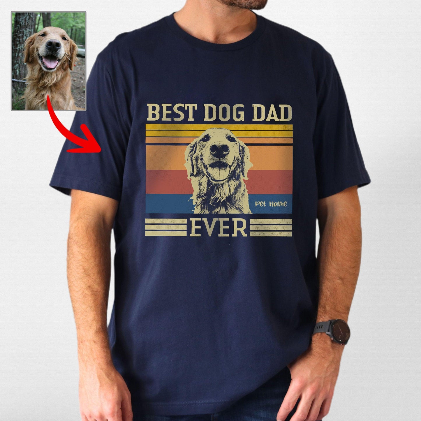 Best Dog Dad Ever Unisex Shirt, custom pet portrait gift for pet lovers (view 4)