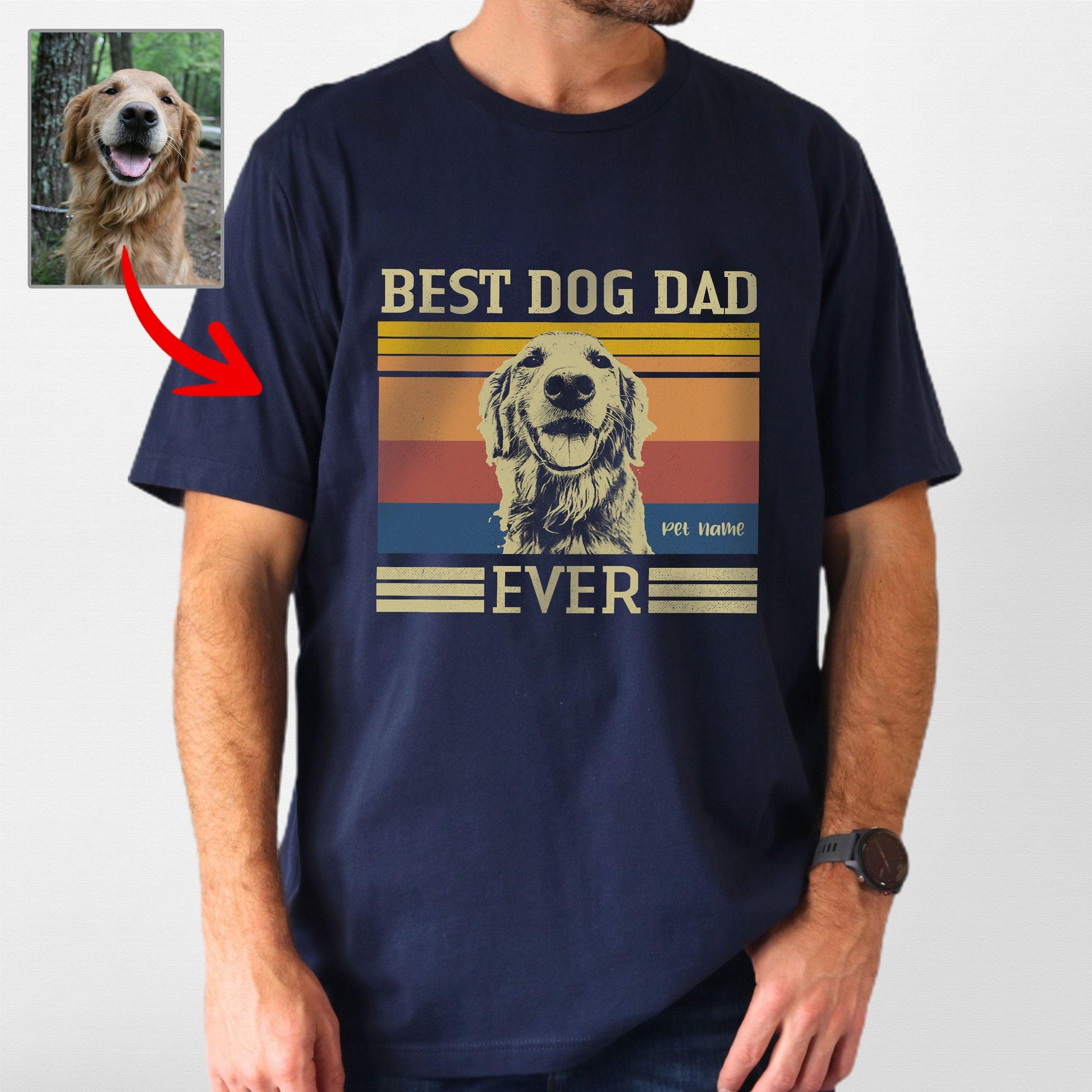 Best Dog Dad Ever Unisex Shirt, custom pet portrait gift for pet lovers (view 4)