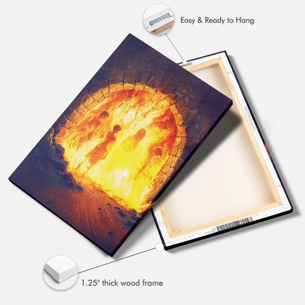 jesus with the three hebrew children in the furnace wall art canvas (Landscape) (view 5)