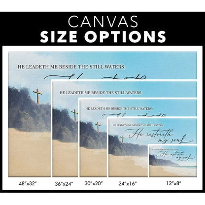 psalm 23 2 3 kjv he leadeth me beside the still waters wall art canvas (Landscape) (view 3)