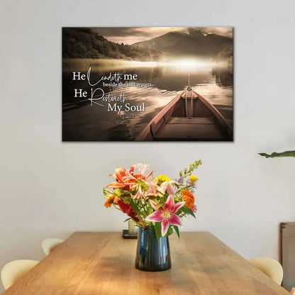 he leadeth me beside the still waters psalm 23 2 3 wall art canvas (Landscape) (view 5)