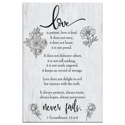 love never fails 1 corinthians 13 4 8 wall art canvas (Landscape) (view 6)