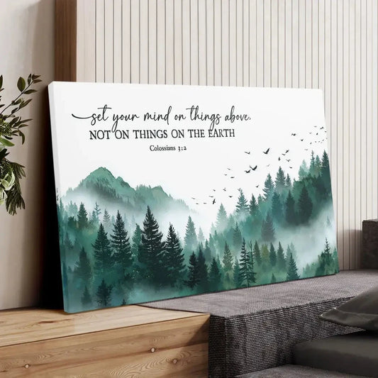 colossians 3 2 set your mind on things above wall art canvas (Landscape)