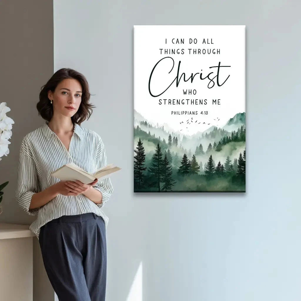 philippians 4 13 i can do all things through christ wall art canvas print (Landscape)
