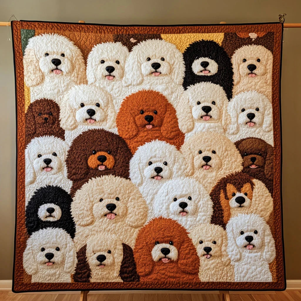 Bichon Frise Doodle Quilt Blanket