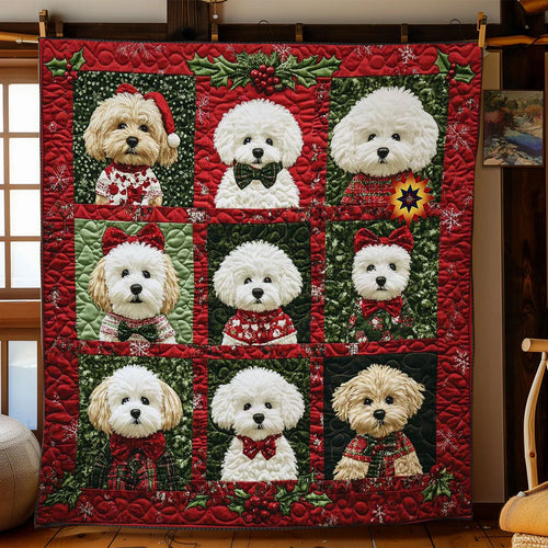 Bichon Frise Noel Quilt Blanket