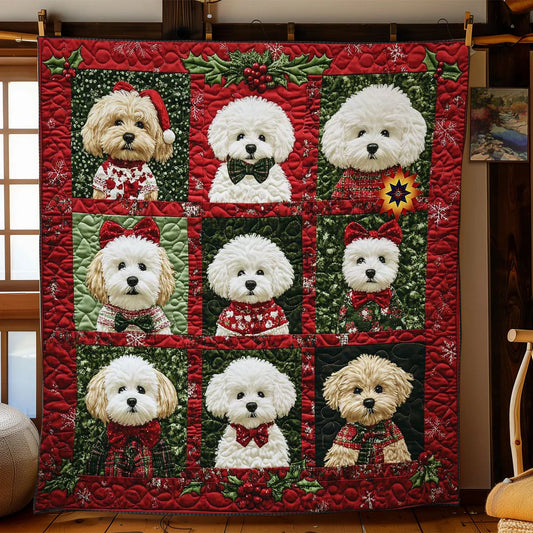 Bichon Frise Noel Quilt Blanket