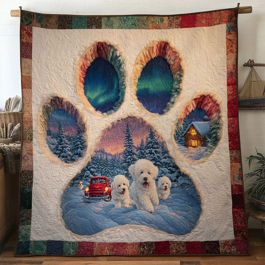Bichon Frise Paw Wonderland Quilt Blanket