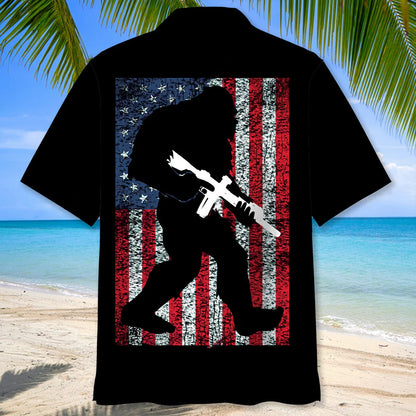 Bigfoot American Flag Patriotic Hawaiian Shirt