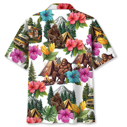 Bigfoot Camping Tropical Hawaiian Shirt