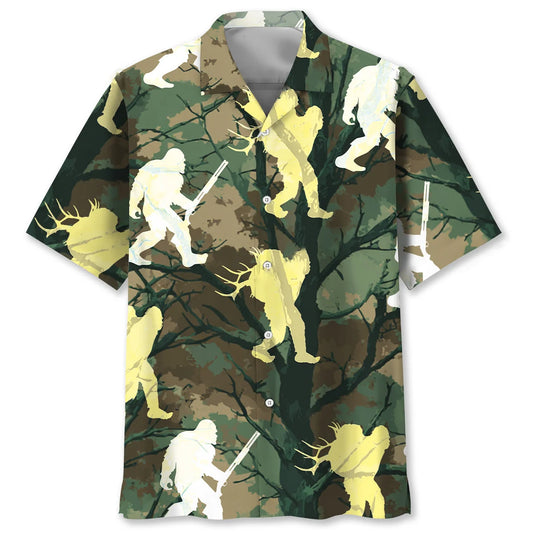 Bigfoot Deer Hunting Camouflage Hawaiian Shirt