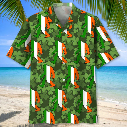 Bigfoot Green Irish St Patrick Day Hawaiian Shirt