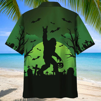 Bigfoot Halloween Night Green Hawaiian Shirt