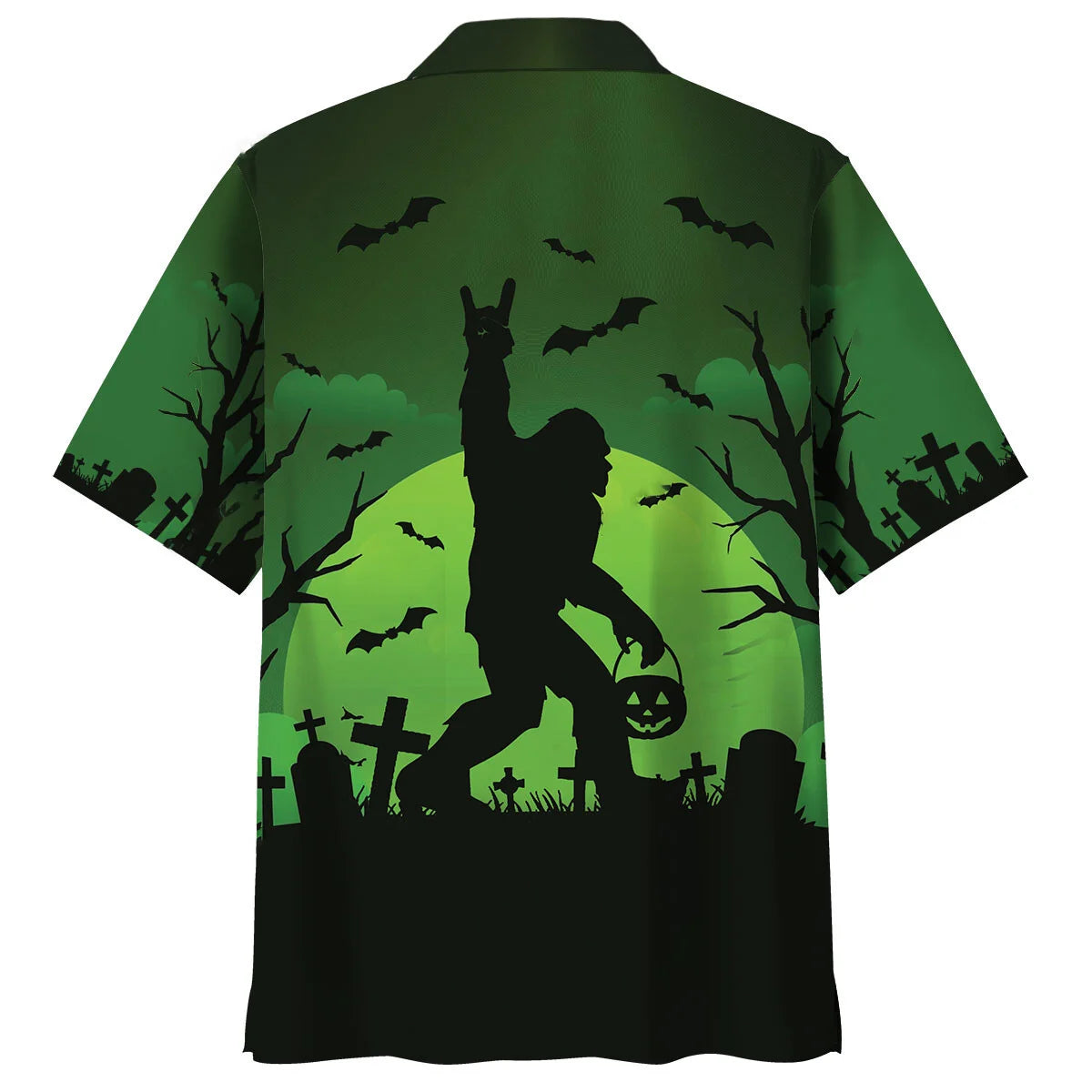 Bigfoot Halloween Night Green Hawaiian Shirt