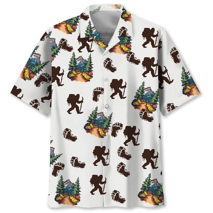 Bigfoot Hiking Footprint Hawaiian Shirt