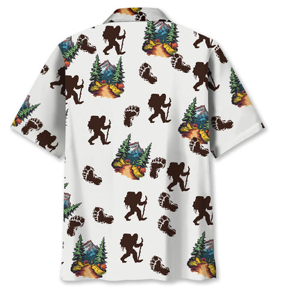 Bigfoot Hiking Footprint Hawaiian Shirt