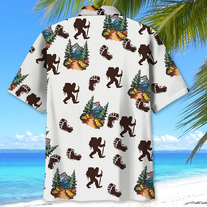 Bigfoot Hiking Footprint Hawaiian Shirt