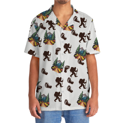 Bigfoot Hiking Footprint Hawaiian Shirt