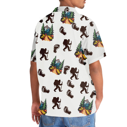 Bigfoot Hiking Footprint Hawaiian Shirt