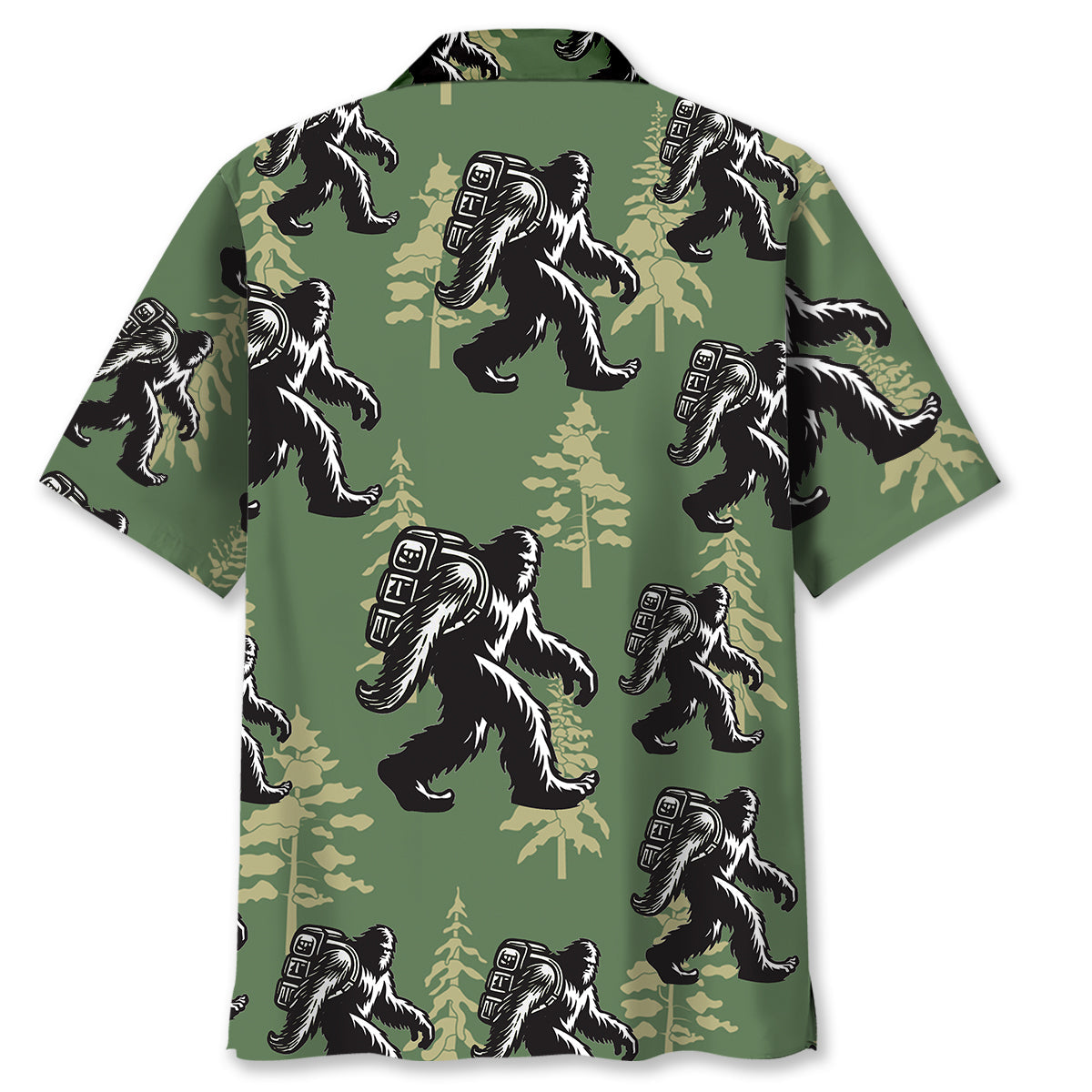 Bigfoot Hiking Gold Tree Hawaiian Shirt
