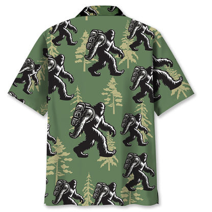 Bigfoot Hiking Gold Tree Hawaiian Shirt