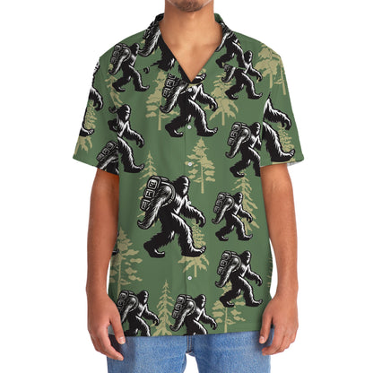 Bigfoot Hiking Gold Tree Hawaiian Shirt