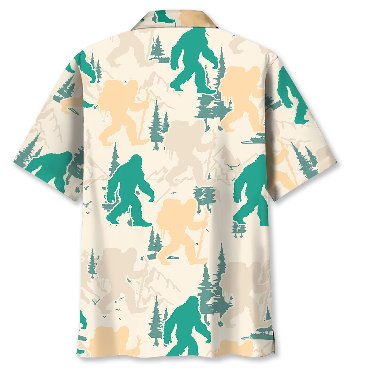 Bigfoot Hiking Mountain and Trees Hawaiian Shirt