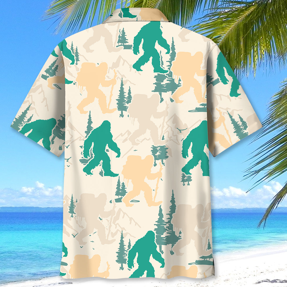 Bigfoot Hiking Mountain and Trees Hawaiian Shirt