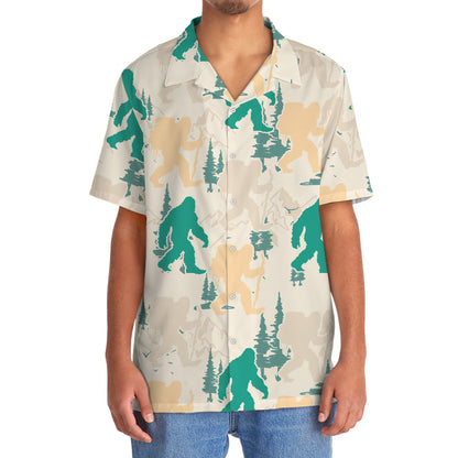 Bigfoot Hiking Mountain and Trees Hawaiian Shirt