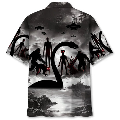 Bigfoot Nessie Alien Mythical Monster Hawaiian Shirt