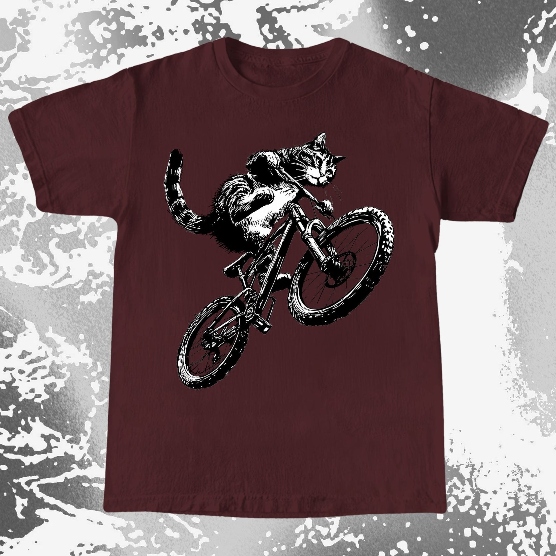 Mountain Bike Cat Shirt, Feral Motion Line Art Aesthetic (view 8)